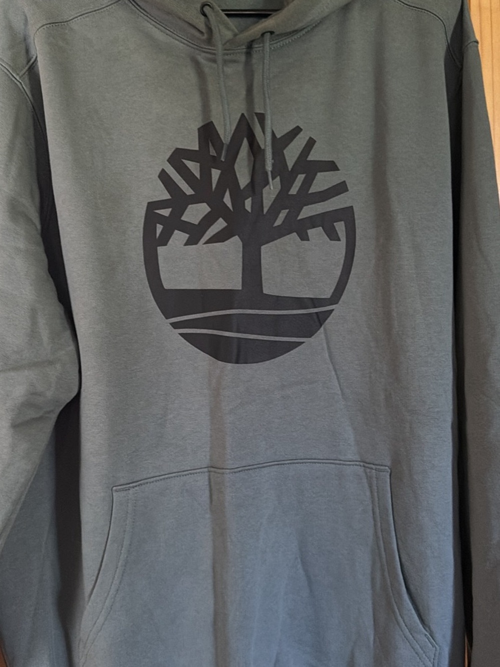 Timberland Men's Olive Green Pullover Hoodie with Black Logo